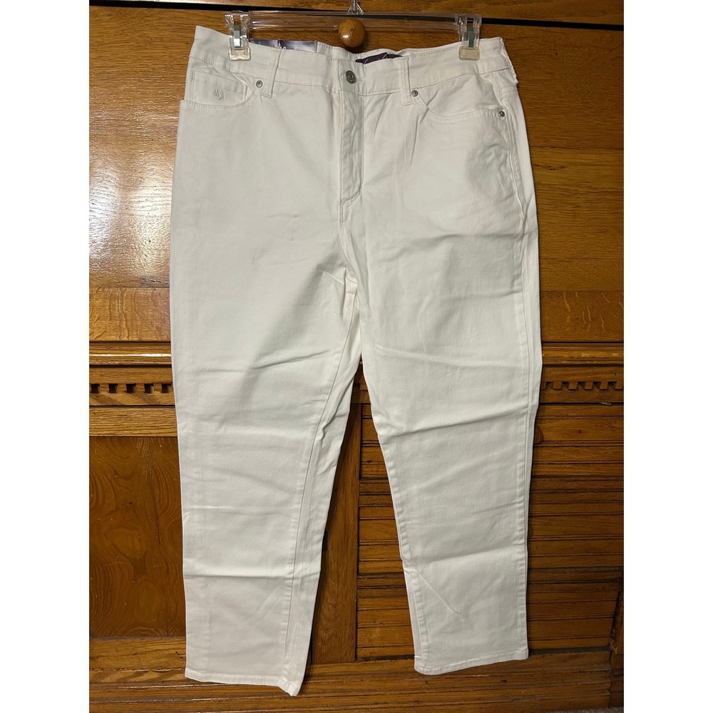 Gloria Vanderbilt Amanda 2.0 Slim Leg‎ Jeans White 16 Short High Rise Slimming